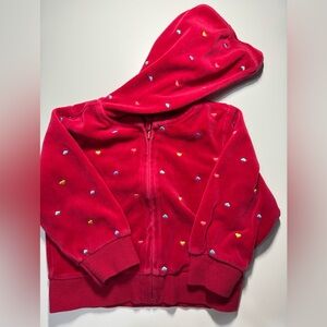Gymboree Girls Red Velour Heart Hoodie – Size 2T